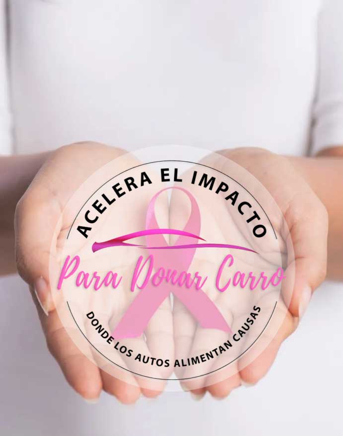 Para Donar Carro logo on woman's hands